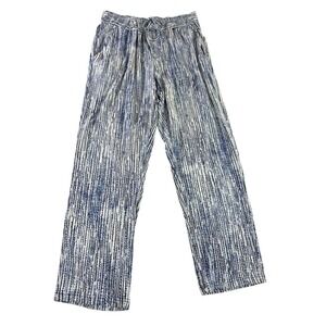 Robert Louis Blue & White Elastic Tie Waist Pants Flowy Pockets Size 1X